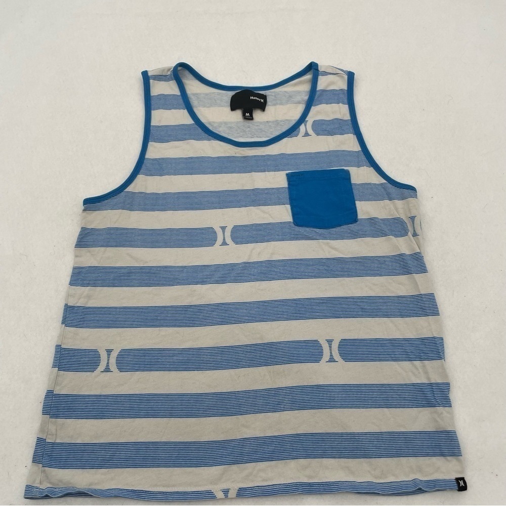 HURLEY Men’s Tank Top Blue/cream stripe size: Medium
